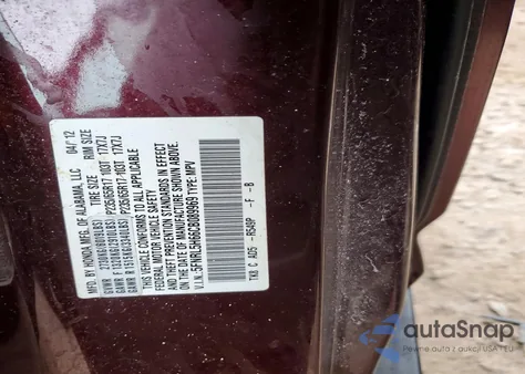 2012 Honda Odyssey Exl z USA, uszkodzony, nr VIN 5FNRL5H66CB089969